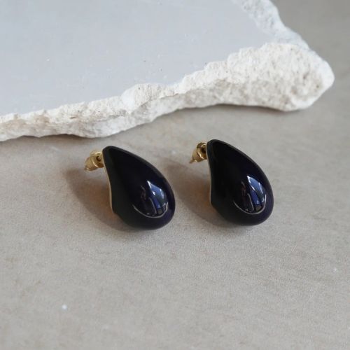 Hush Earrings Black Enamel