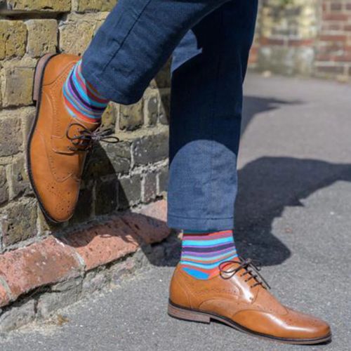 Bamboo Socks - Blue& Red Narrow Stripe