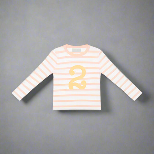Powder Pink & White Striped T-Shirt - Age 2