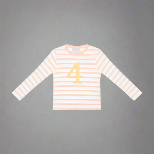 Powder Pink & White Striped T- Shirt - Age 4