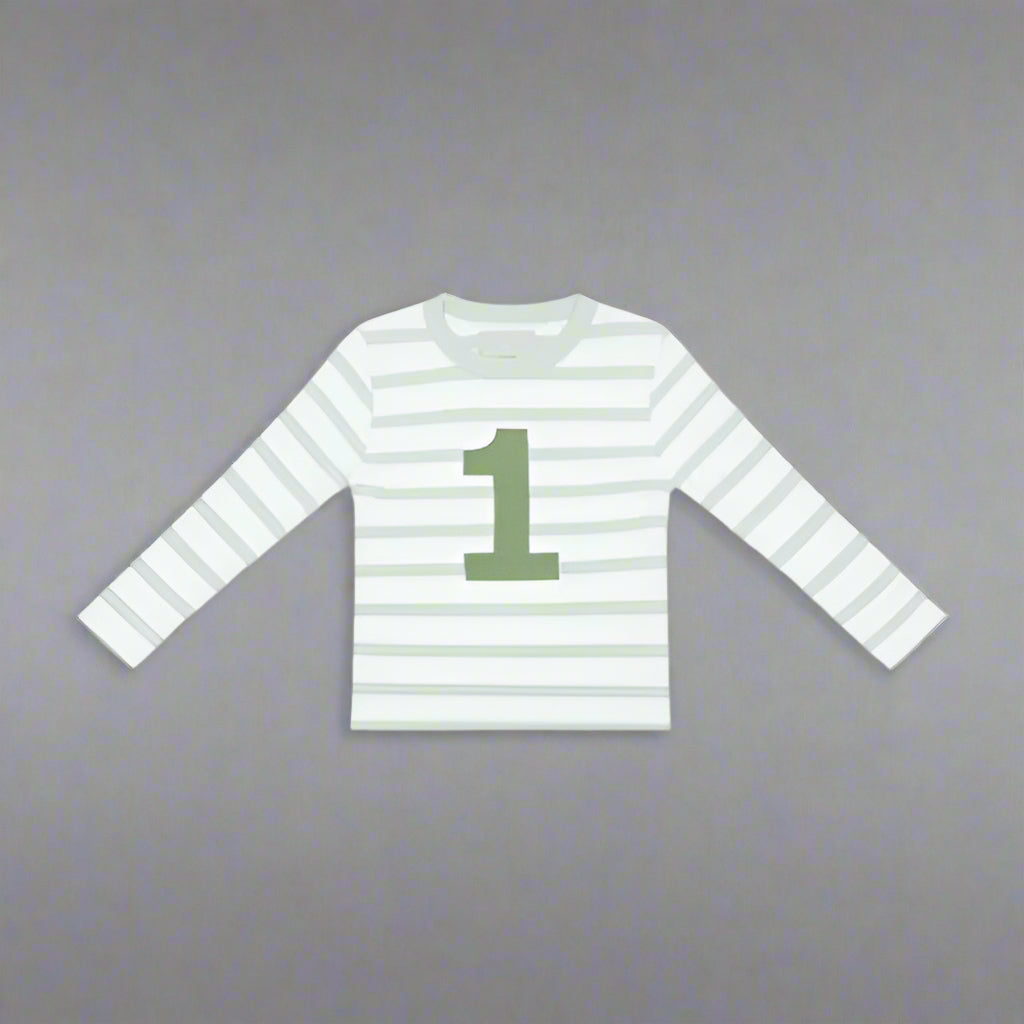 Green & White Striped T-Shirt -Age 1
