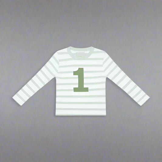 Green & White Striped T-Shirt -Age 1