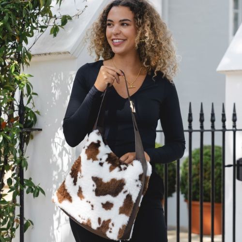 Brown Cow Print Tote Bag