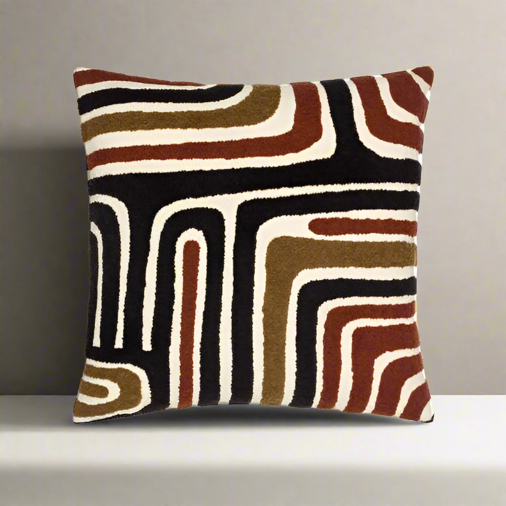Abbe Tufted Cushion - Ox Blood & Black