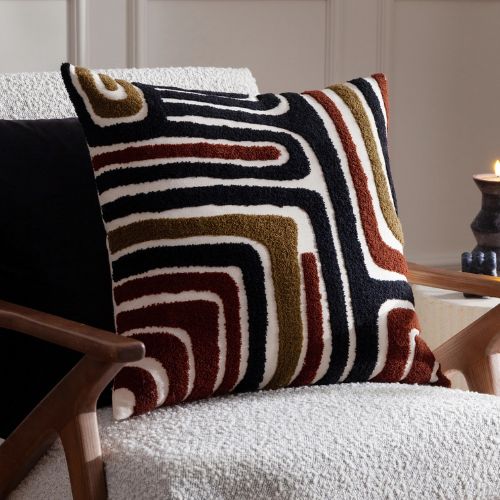 Abbe Tufted Cushion - Ox Blood & Black