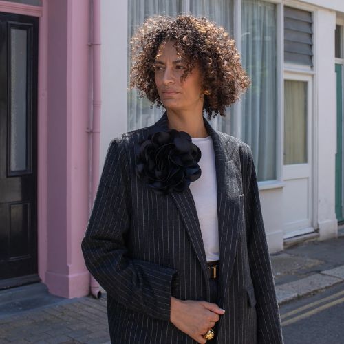 Hove Flower Brooch - Black