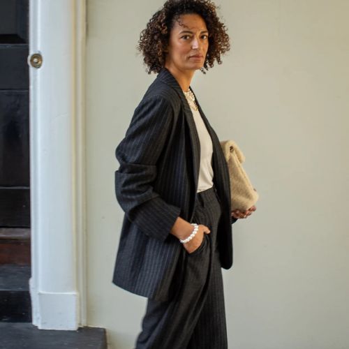 Drew Blazer - Carcoal Pinstrip