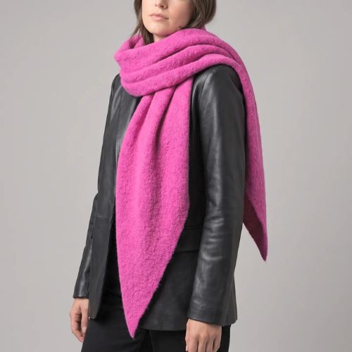 Asymmetric Heavyweight Scarf - Barbie Pink