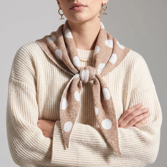 Spotted Triangle  Scarf - Beige/Cream