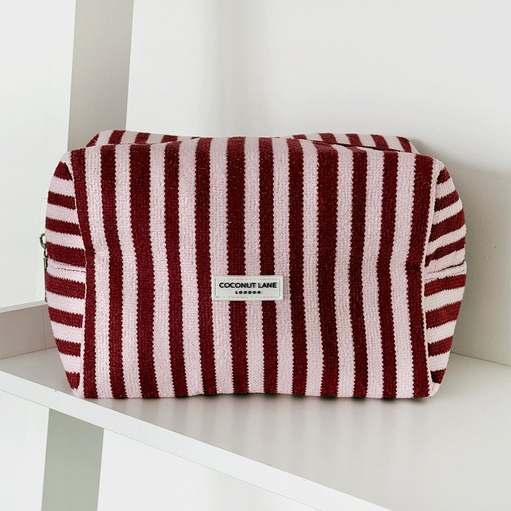 Towel Makeup Bag - Blushberry Scallop Stripes