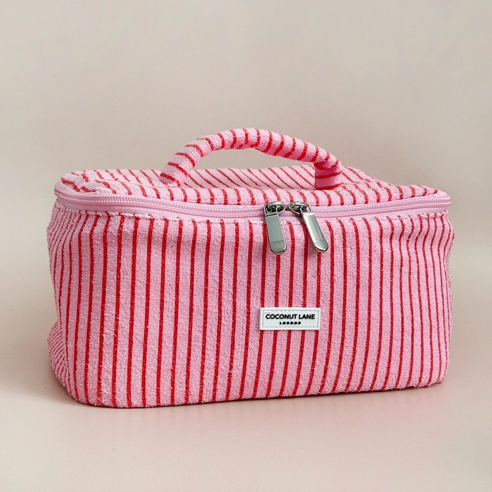 Travel Towel Vanity Case - Cherry Stripes