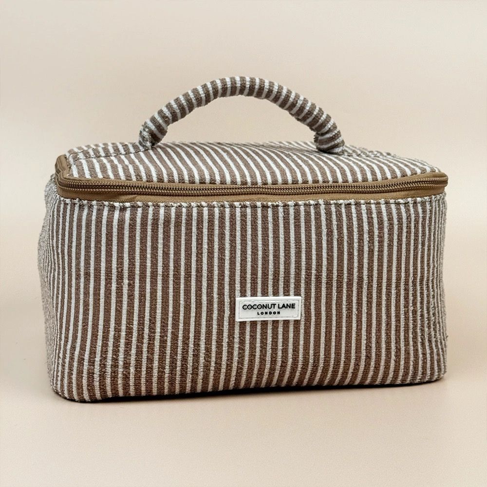 Travel Towel Vanity Case - Chestnut Stripes