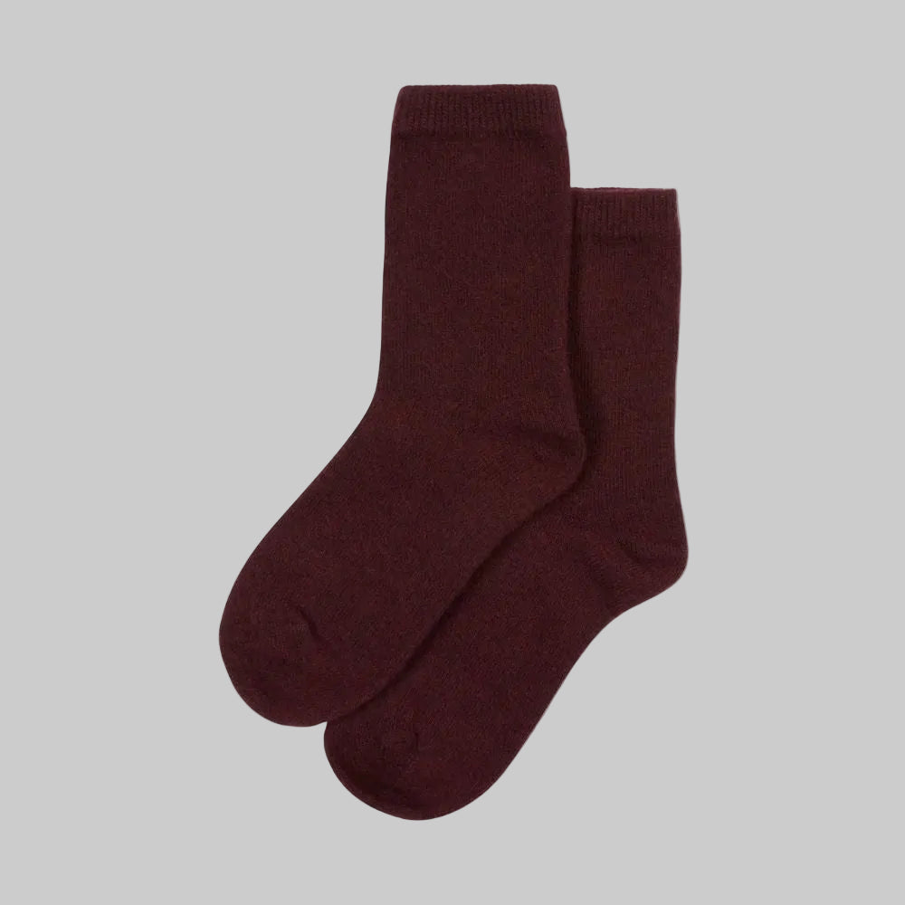 Cosy Cashmere Short Socks - Merlot