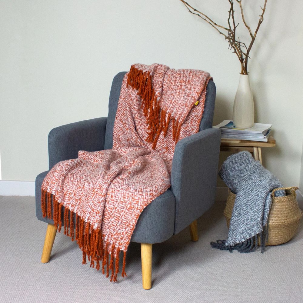 Weaver Herringbone Throw - Rust