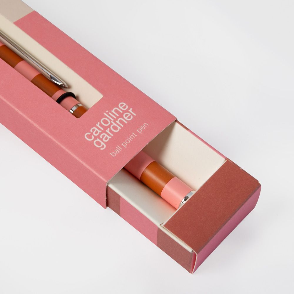 Orange & Pink Stripe Boxed Pen