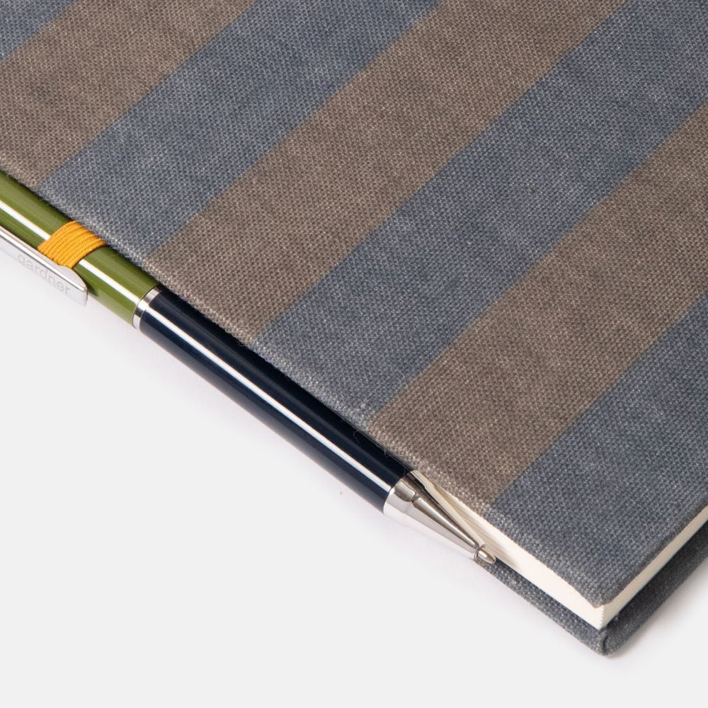 Navy/Khaki Stripe Casebound Notebook & Pen Set
