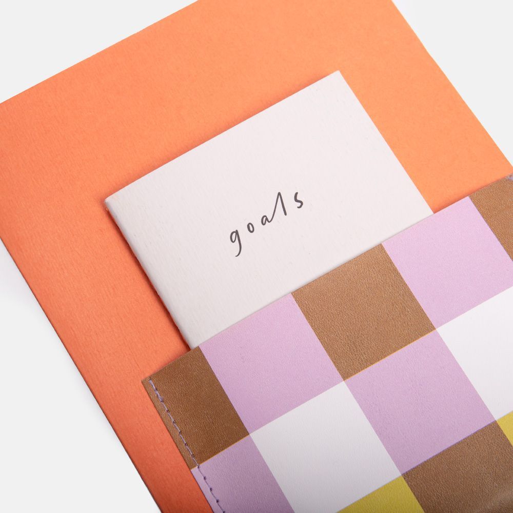 Orange/Multi Check Journal Set