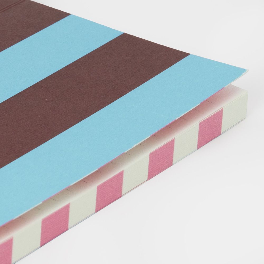 Blue & Wine Stripe A6 Softback Notebook