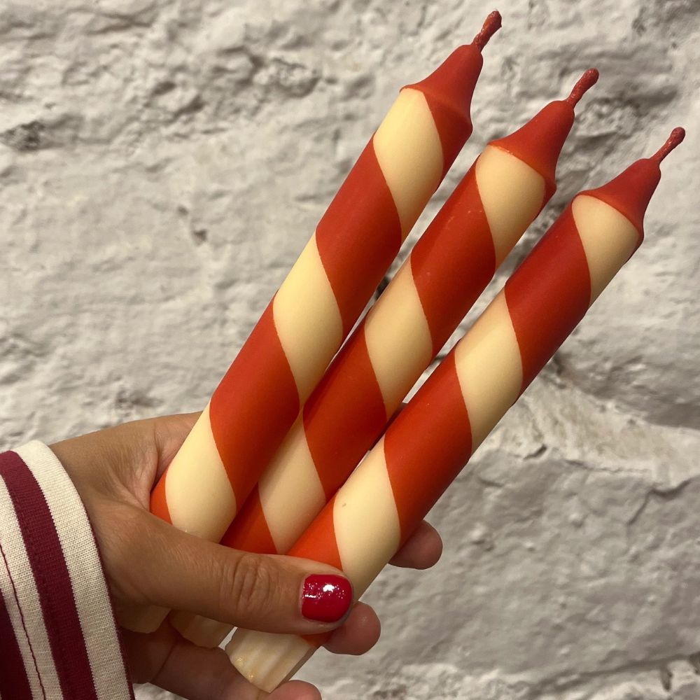 Cream & Rust Helter Skelter Dinner Candle