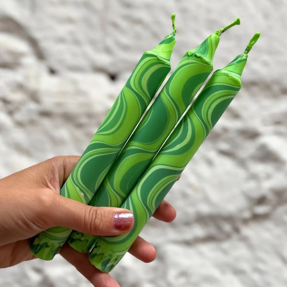 Green Marble Taper Candle