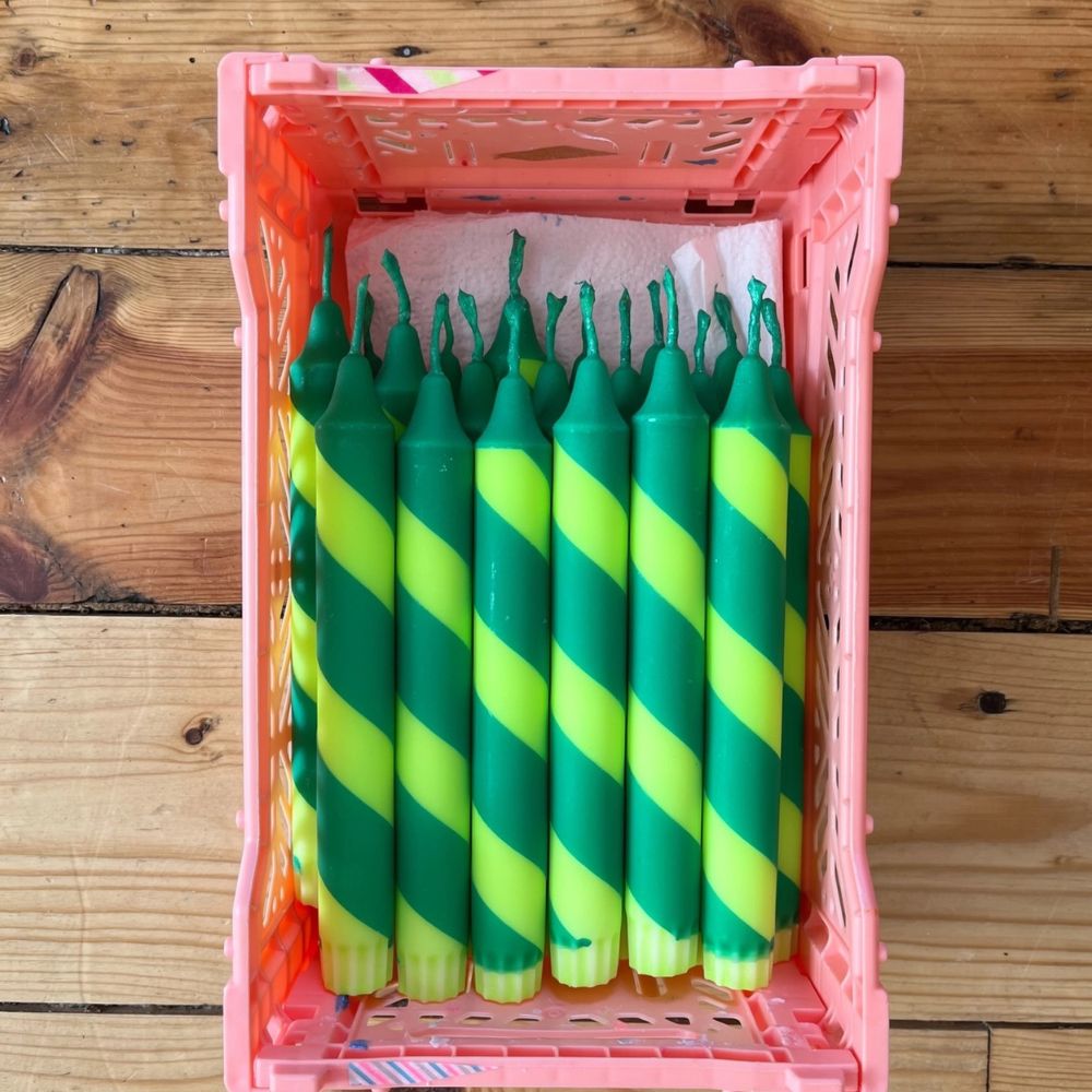 Lime Green & Forest Green Helter Skelter Candle