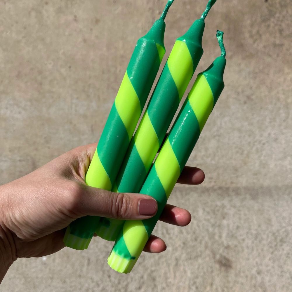 Lime Green & Forest Green Helter Skelter Candle