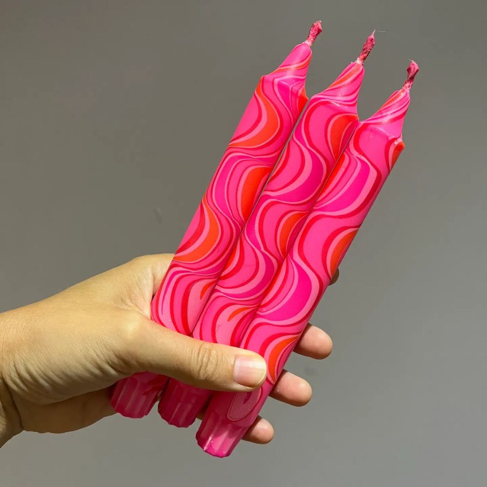 Magenta Pink Marble Candle
