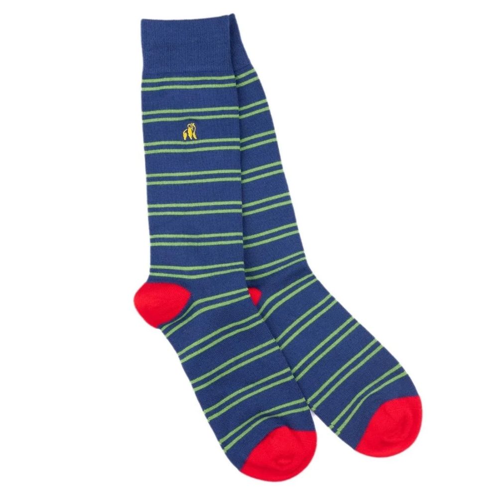 Bamboo Socks - Green & Teal Stripe