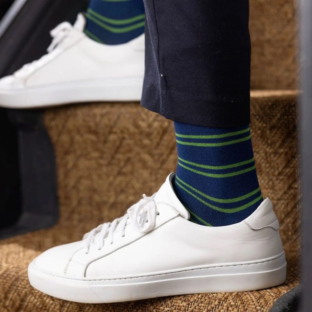 Bamboo Socks - Green & Teal Stripe