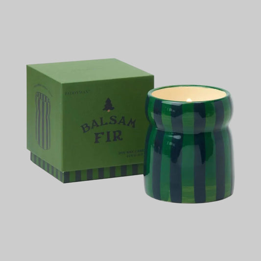 Striped Ceramic Candle - Balsam Fir