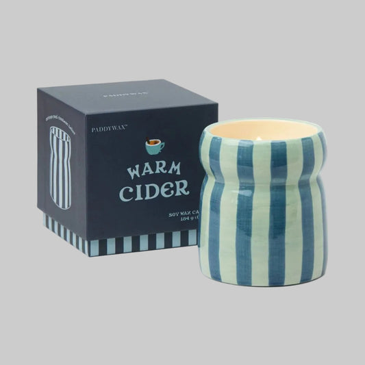Ceramic Striped Candle - Warm Cider