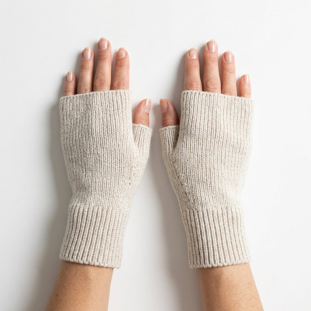 Dylan Knitted Wrist Warmers - Light Grey
