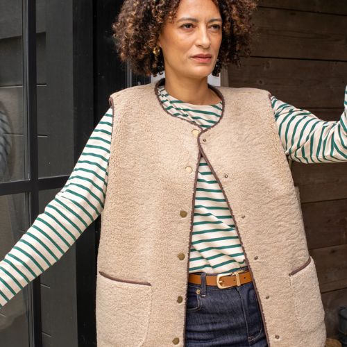 Fleur Stripe Top - Evergreen/Cream