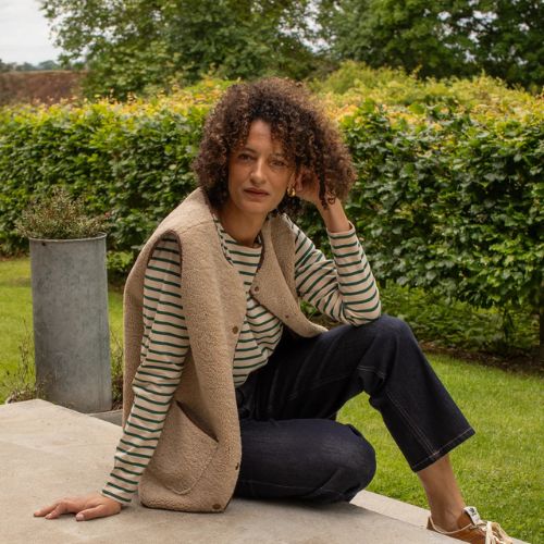 Fleur Stripe Top - Evergreen/Cream