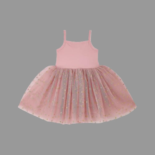 Vintage Pink & Gold Glitter Star Dress