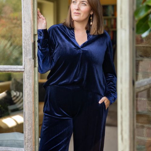 Josie Velvet Shirt - Navy