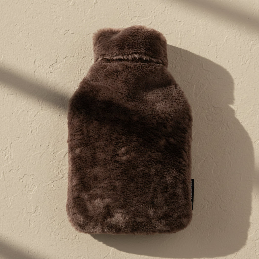Dark Chocolate Faux Fur Hot Water Bottle - 2L