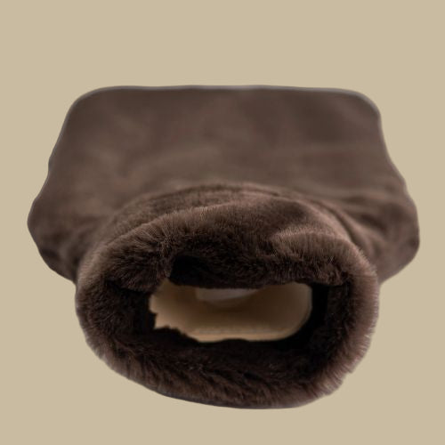 Dark Chocolate Faux Fur Hot Water Bottle - 2L