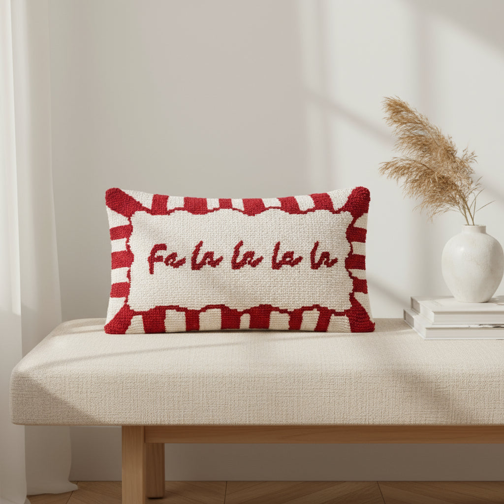 Candy Fa La La Tufted Cushion - Red/White