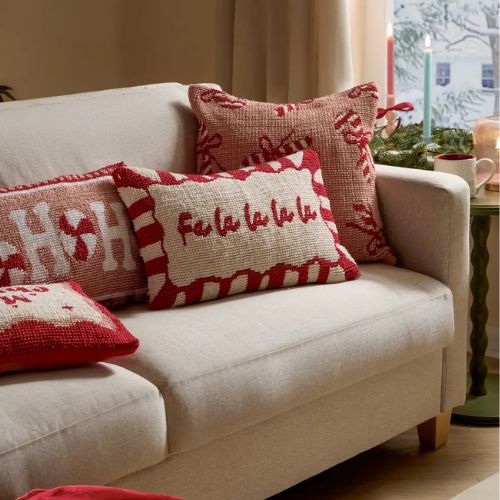 Candy Fa La La Tufted Cushion - Red/White