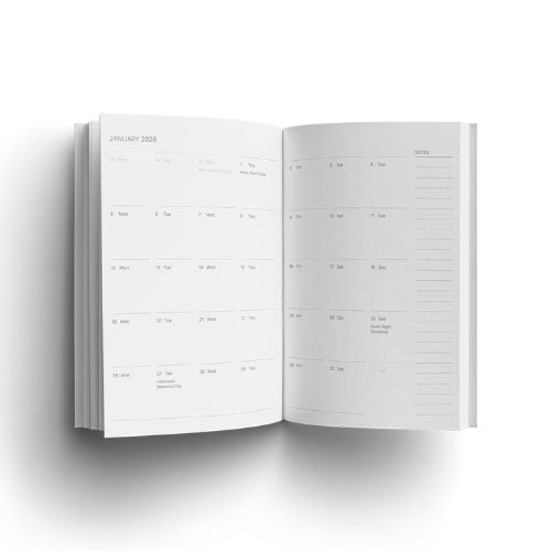 2026 Week To View Diary - Monochrome Daisies