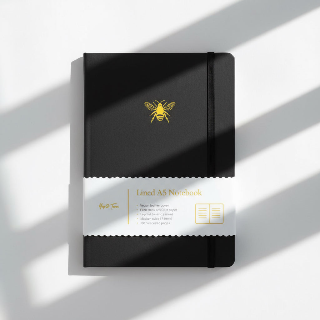 Bee Lined Black Notebook