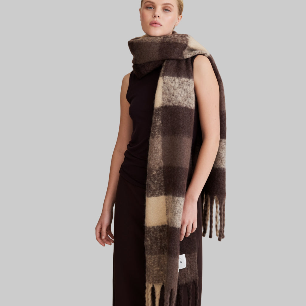 The Reykjavik Scarf - 100% Recycled - Brown Check