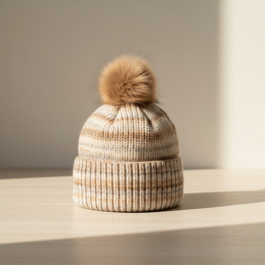 Cream/Brown Bobble Hat