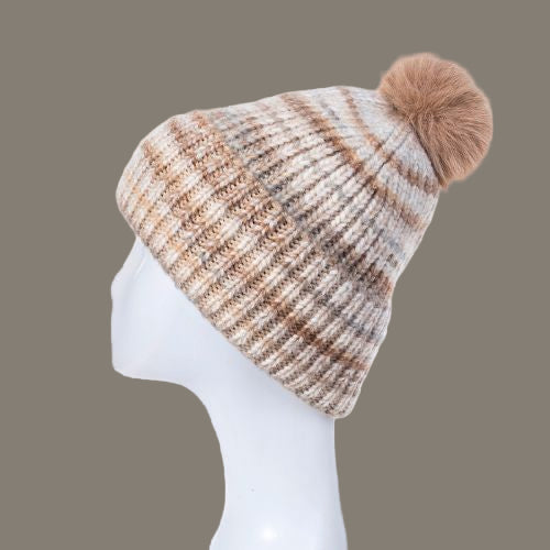 Cream/Brown Bobble Hat