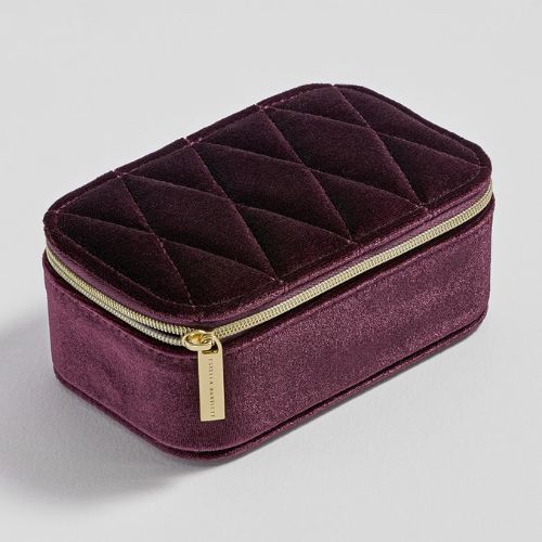 Quilted Lid Mini Jewellery Box - Burgundy