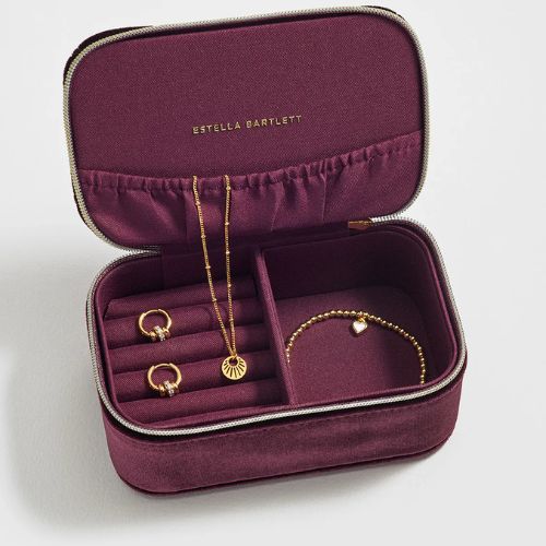 Quilted Lid Mini Jewellery Box - Burgundy