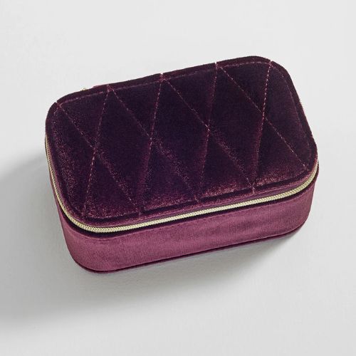 Quilted Lid Mini Jewellery Box - Burgundy