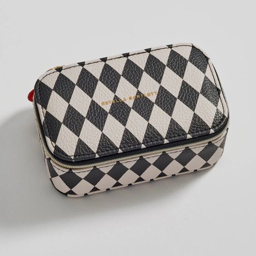 Harlequin Print Mini Jewellery Box - Black & Ivory