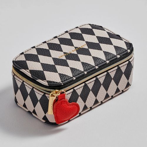 Harlequin Print Mini Jewellery Box - Black & Ivory